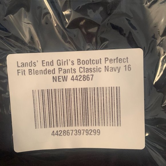 NWT LANDS' END GIRL'S BOOTCUT PERFECT FIT BLENDED PANTS CLASSIC NAVY 16 - Picture 8 of 9